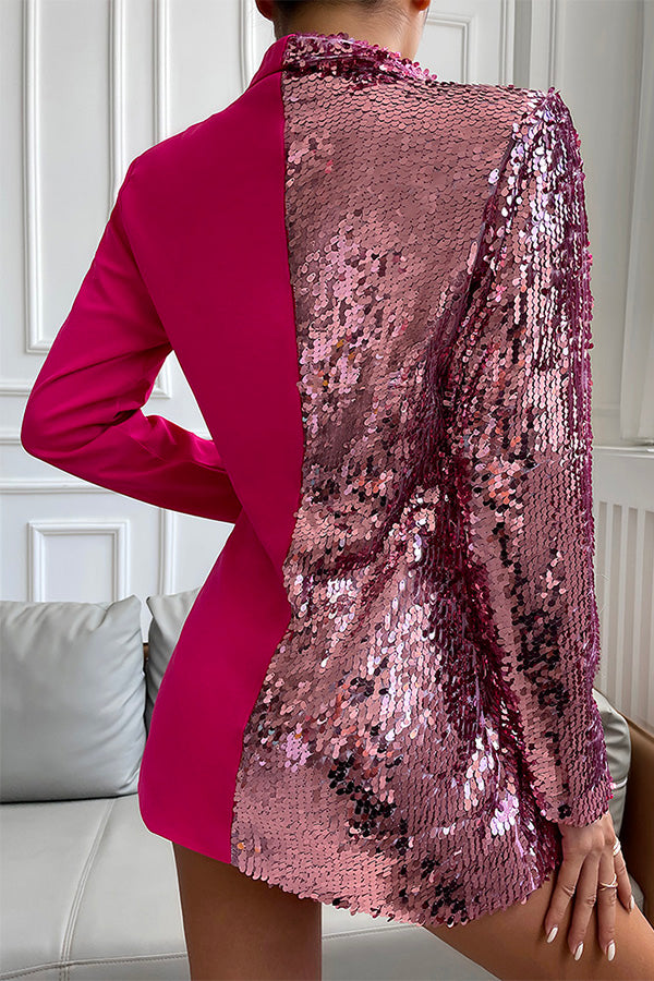 Malibu Queen Colorblock Sequin Blazer Party Dress