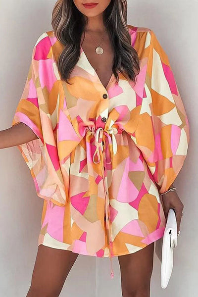 Dynamic Love Printed Batwing Sleeve Dress