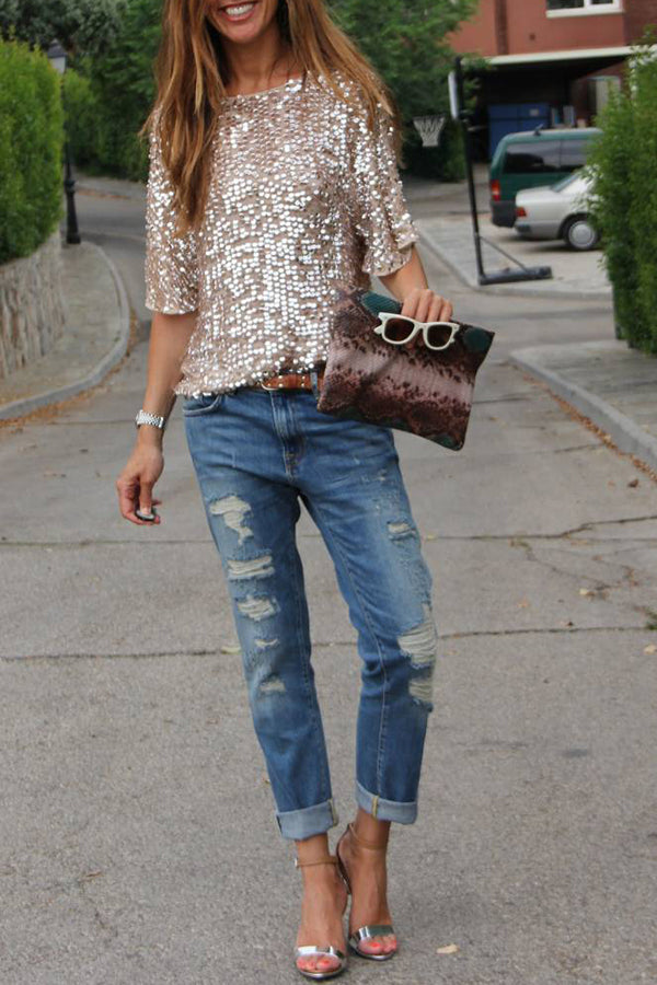 Such A Beauty Sequin Loose T-shirt