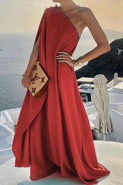 Alyse One Shoulder A-line Elegant Party Maxi Dress