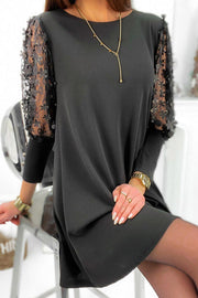 Hello Lover Embroidery Flowers Sleeve Mini Dress