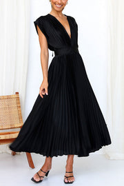 Hello Gorgeous Satin Pleated Party Midi Dress