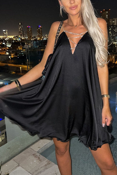 Stunning Shiny Chain Party Mini Dress