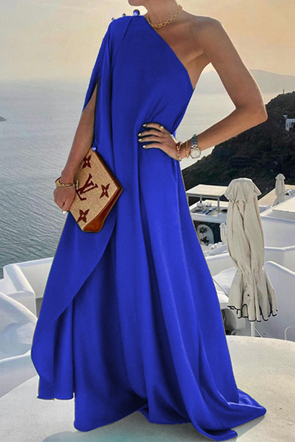 Alyse One Shoulder A-line Elegant Party Maxi Dress