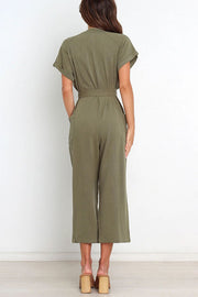 Something about Her Pocketed Button Straight Leg Jumpsuit