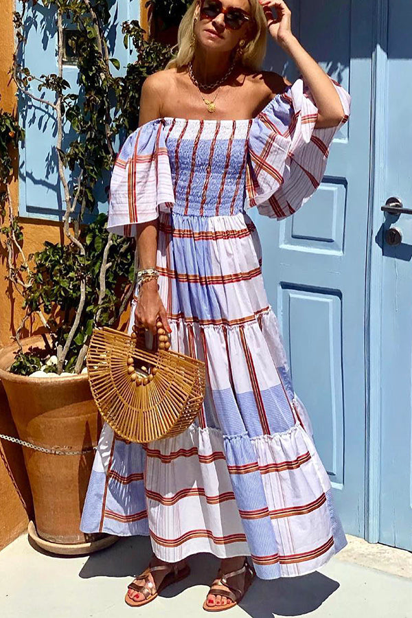 Festival Weather Off Shoulder Vacation Maxi Dress