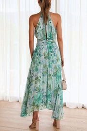 Sunny Forecast Floral Cutout Neck Pleated Midi Dress