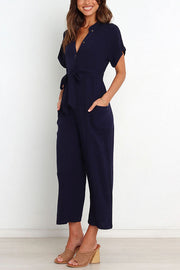 Something about Her Pocketed Button Straight Leg Jumpsuit