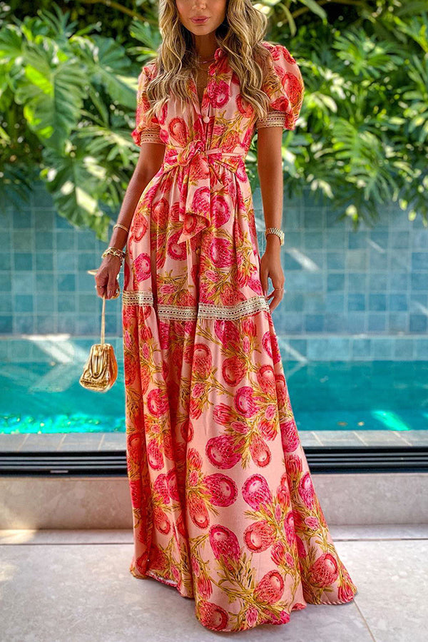 Driving Down Sunset Floral Party Maxi Dress