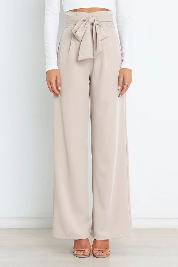 In Vogue Belted Pocketed Wide Leg Pants