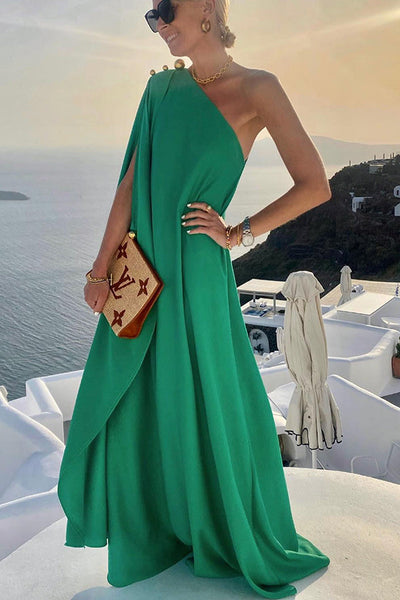 Alyse One Shoulder A-line Elegant Party Maxi Dress