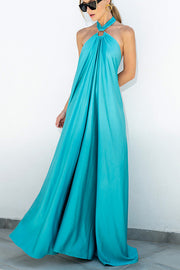 Classy and Fabulous Satin Halter Backless Party/Vocation Maxi Dress