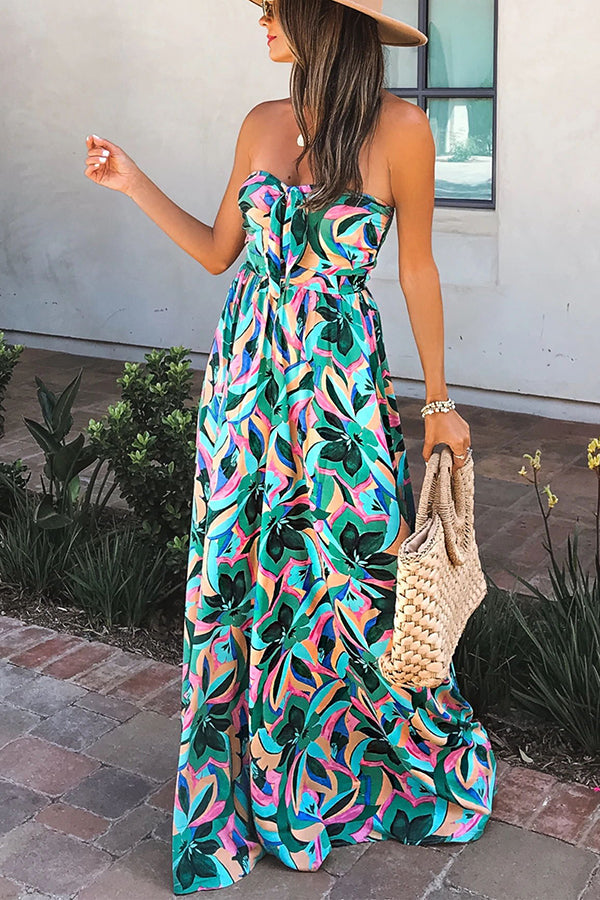 Paradise Calling Tropical Print Off Shoulder Jumpsuit