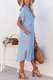 Rita Pocketed Tencel Button Down Midi Dress