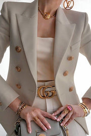 Just Go for It Metal Double Breasted Blazer